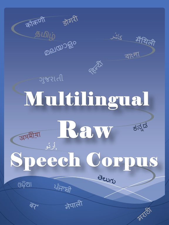 Mulitilingual Raw Speech Corpus cover page